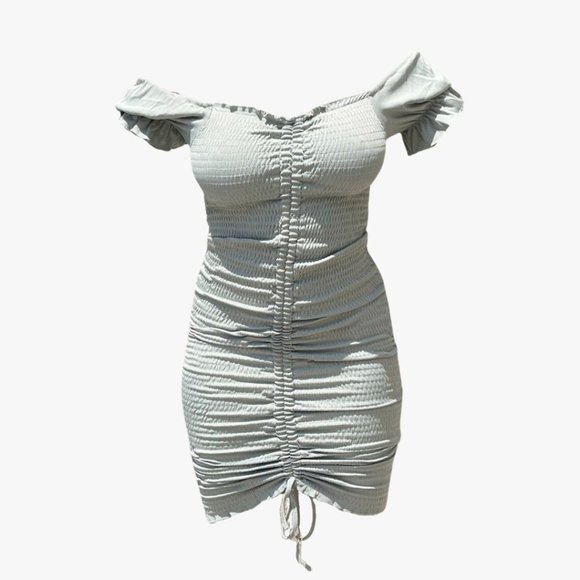 (NWT) Smocked Ruched Dress (Midi or Mini) - Sage - Picture 5 of 7